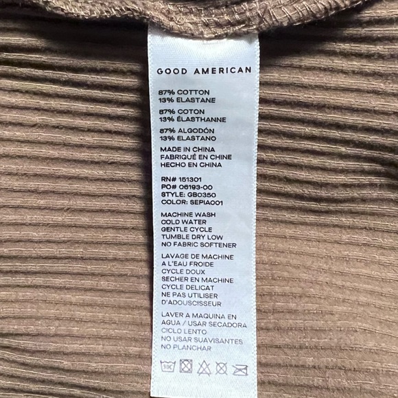 Good American Thong Tank Bodysuit Ribbed Khaki Forrest Green Brown High Leg Sz L - Picture 14 of 15